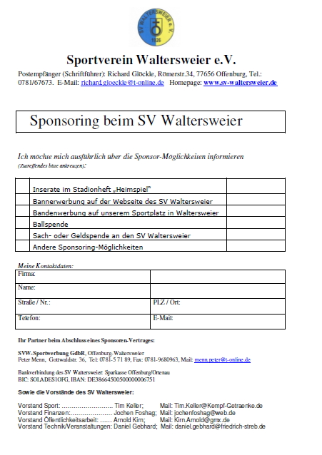 Download - Sponsoring beim SV Waltersweier e.V. - Download - Sponsoring beim SV Waltersweier e.V. -